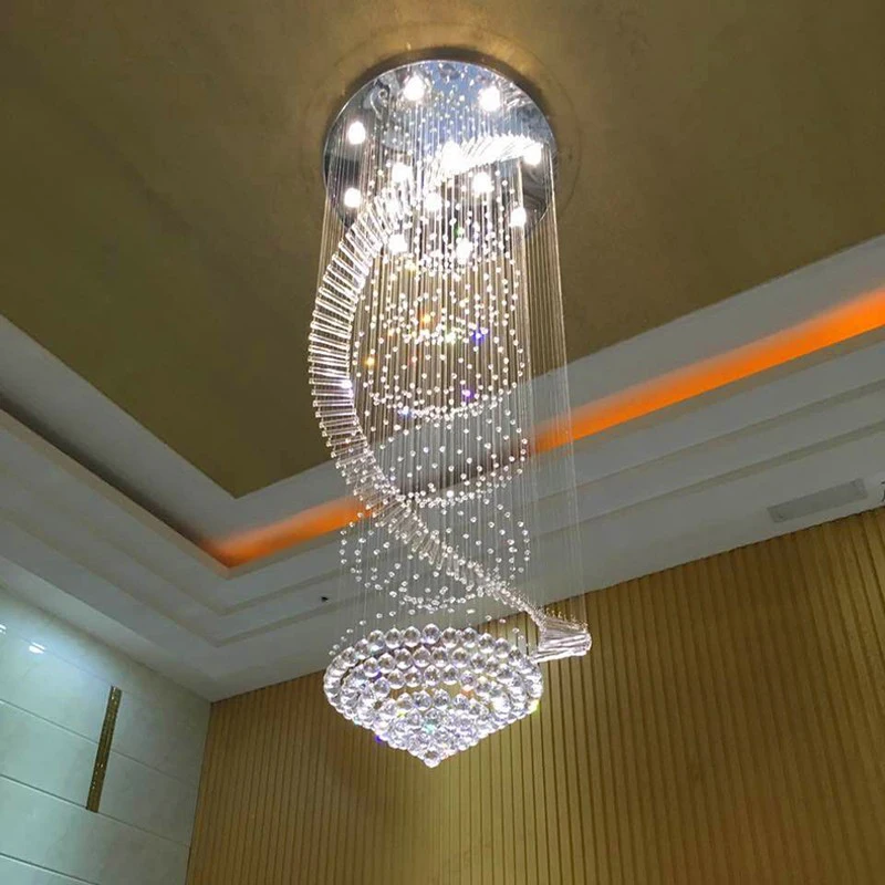 

Modern K9 LED crystal chandeliers lights long stair chandelier lamps for home lighting