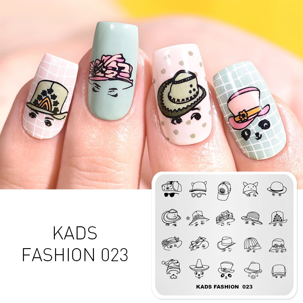 KADS Nail Art Stamp Plate Fashion 023 Cap мультфильм прекрасный дизайн штамп для ногтей шаблон