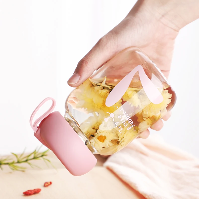 380 мл стеклянная чашка для чая дорожная кружка кружки с кроликом стакан