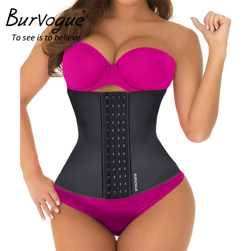 Burvogue, Женский латексный корсет, 9 стальных костей, 4 крючка и глаза, поясные корсеты и бюстье, корсет для похудения