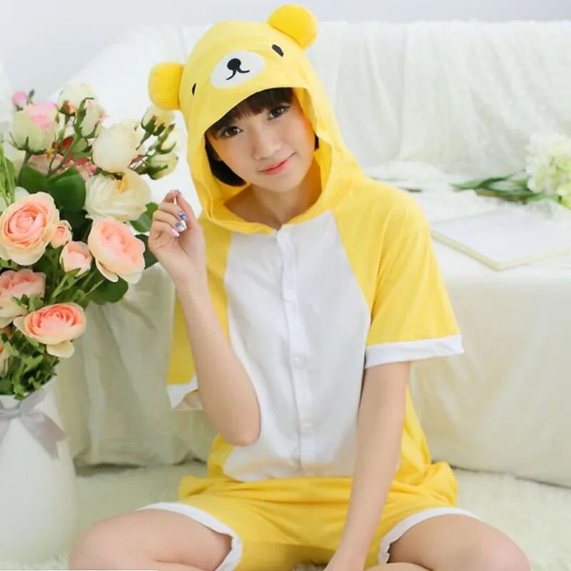 Rilakkuma/летние хлопковые пижамы для взрослых с рисунками животных комбинезон