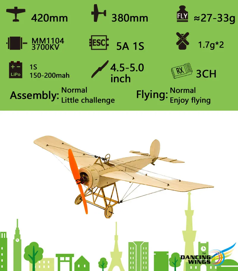 Микро Balsawood самолет комплект Fokker-E модель самолета 420 мм размах крыльев электрический пульт дистанционного управления аэроплан для внутреннего парка Fly K8