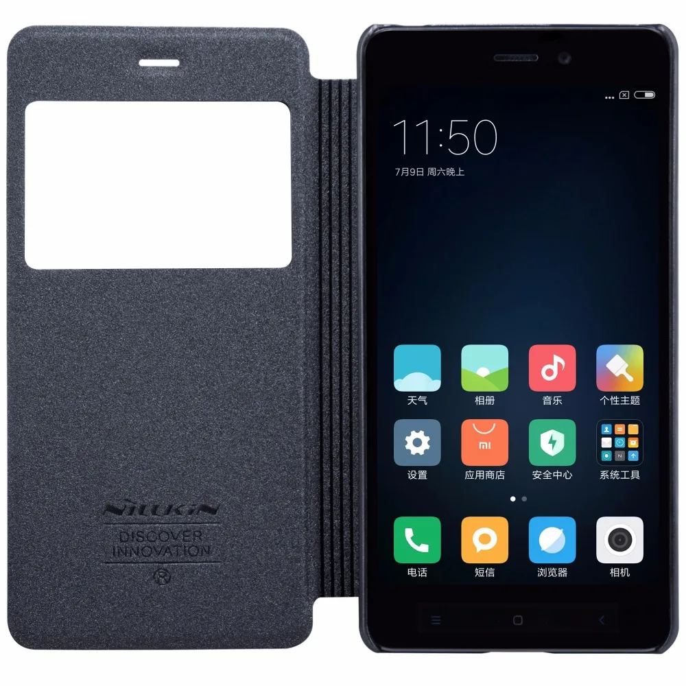 Nillkin Искра Кожаный Чехол для Xiaomi Редми 4 Флип Smart View Windows Shell Кожа Защитная Коке Капа