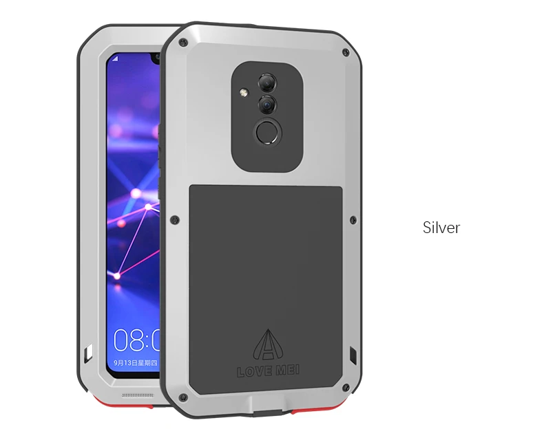 silver Gorilla glass) LOVE MEI металлический водонепроницаемый чехол для huawei mate 20 Lite mate 20 20 Lite противоударный чехол для mate 20 Pro mate 20 X - Цвет: silver