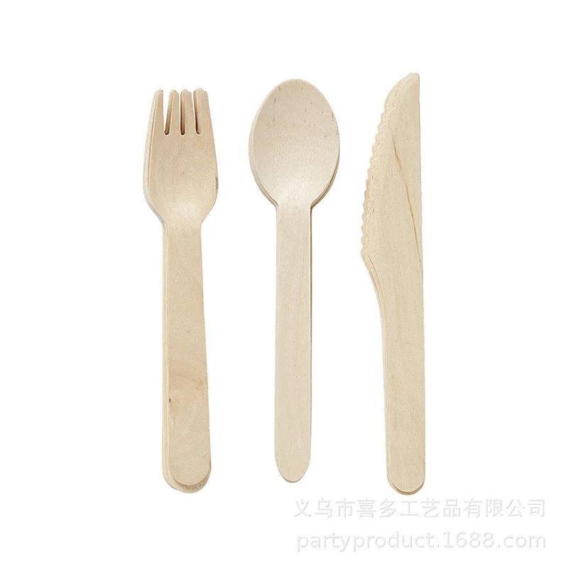 Набор столовых приборов из крафт бумаги с принтом|Одноразовая посуда для