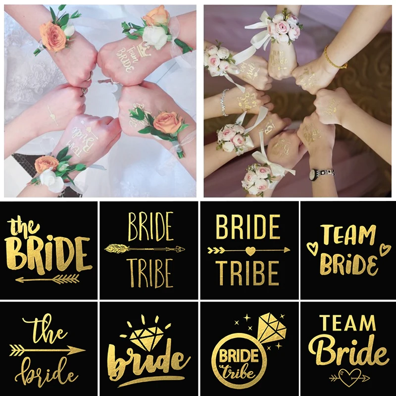 5 шт./лот свадебное украшение тату-наклейка Team Bride To Be для девичника вечеринки