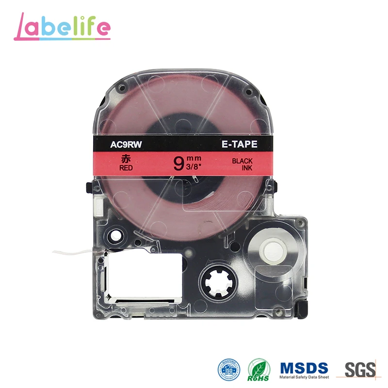 Labelife SC9RW 9 мм черный на красный совместимый EPSON лента этикеток для принтера также