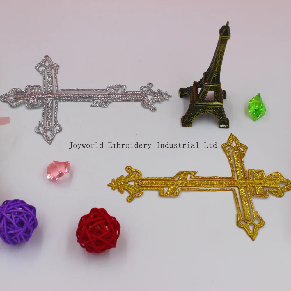 Аппликации с крестом Иисуса Христа золотая вышивка нашивки для косплея сделай