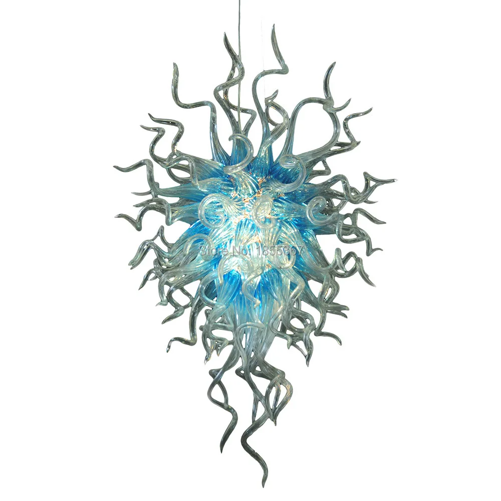 Free Shipping Excellent Hand Blown Glass Chandelier Blue Colored