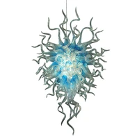 free shipping excellent hand blown glass chandelier blue colored