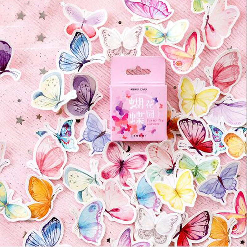 46 шт./кор. Цвет декором в виде бабочки на клейкой основе бумажная наклейка для