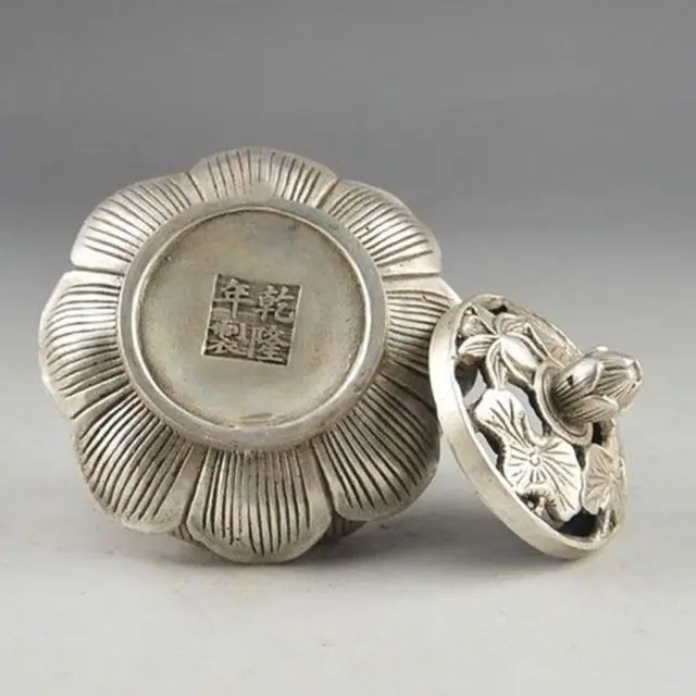 

Chinese Silver Include Copper Vintage Hand Hammered Old Flower Incense Burner
