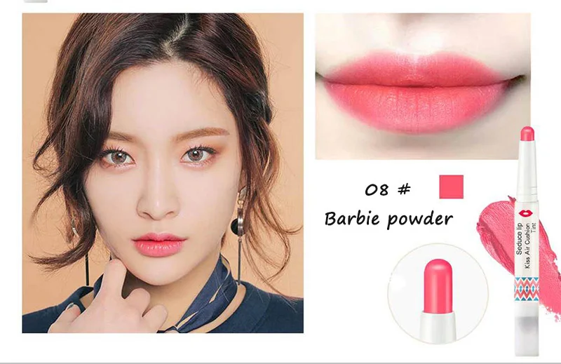 08 Light pink 8 цветов, двойная губная помада с воздушной подушкой, губная помада, долговечный матовый бальзам, Косметика Губная помада, инструмент - Color: 08 Light pink