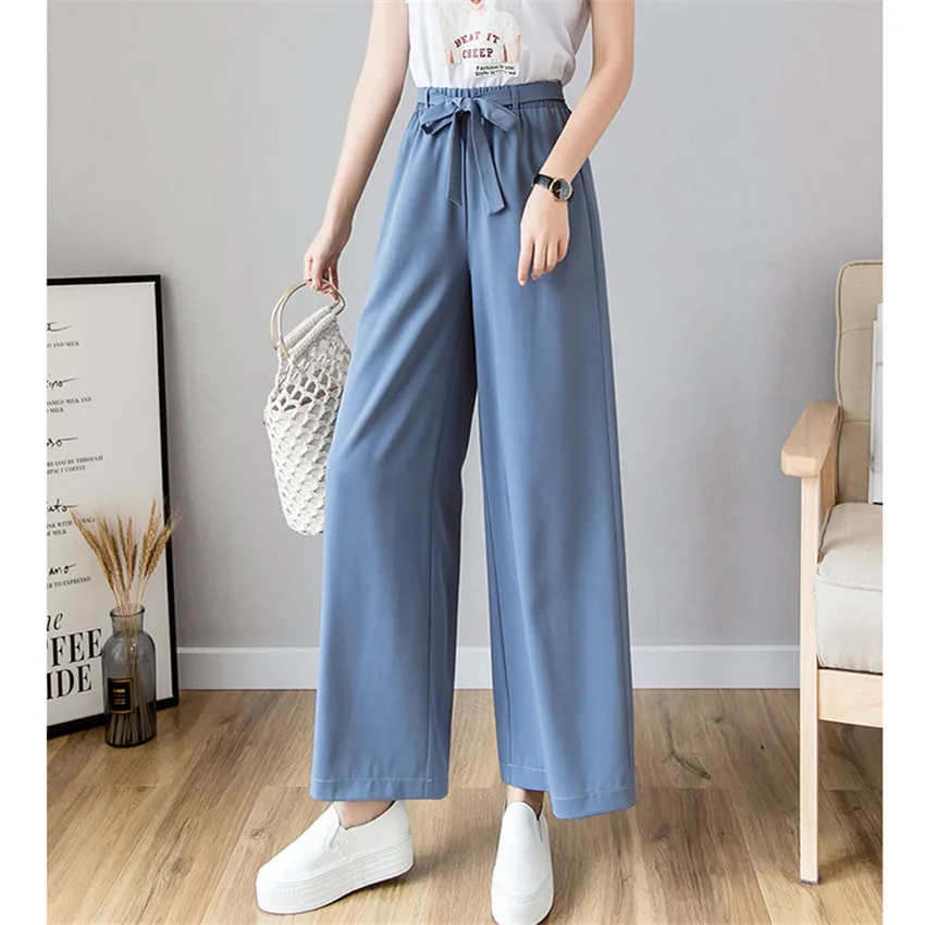 Новинка модные женские шифоновые широкие брюки повседневные до щиколотки с
