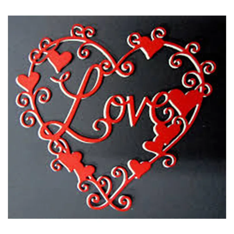 Naifumodo Love Word металлические резные штампы скрапбукинг в форме сердца для
