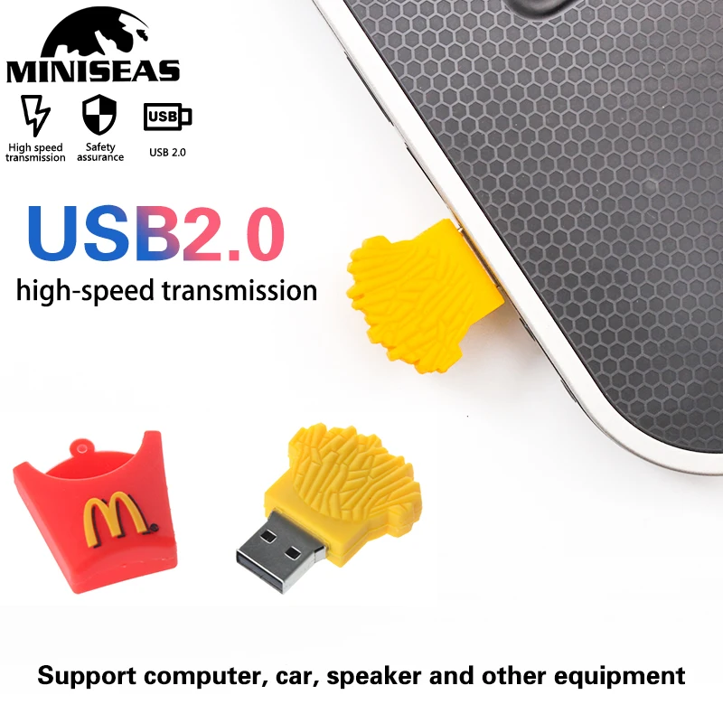 Miniseas M 32 Гб 16 г 4 ГБ 8 флеш диск USB 2 0 реальная емкость милый Картофель фри форма