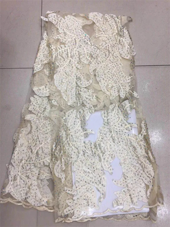 5 ярдов/партия Высококачественная нигерийская французская кружевная ткань с