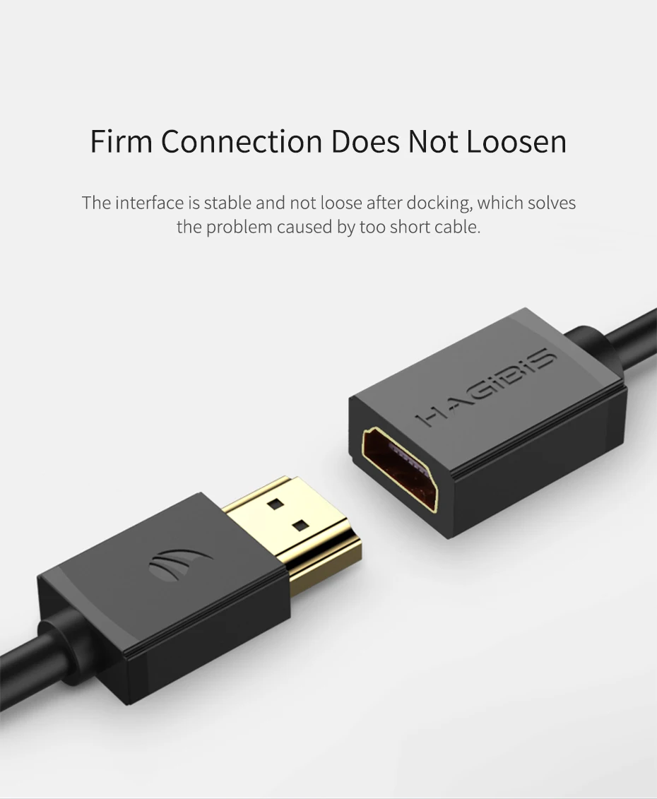 HDMI кабель-удлинитель hagибис 4K 3D HDMI2.0 Мужской и Женский удлинитель для компьютера/HDTV/ноутбука/проектора/PS3/4 аудио-видео кабель 1 м