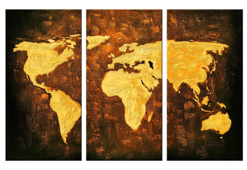 

3 Panel Modern Abstract World Map Wall Art Painting World Map Canvas Printed Painting for Living Room Home Decor Picture