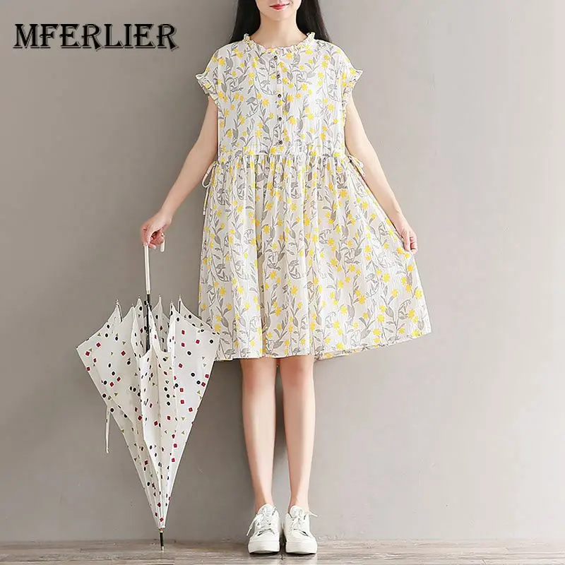 Женское платье с коротким рукавом Mferlier Mori Girl летнее цветочным принтом и