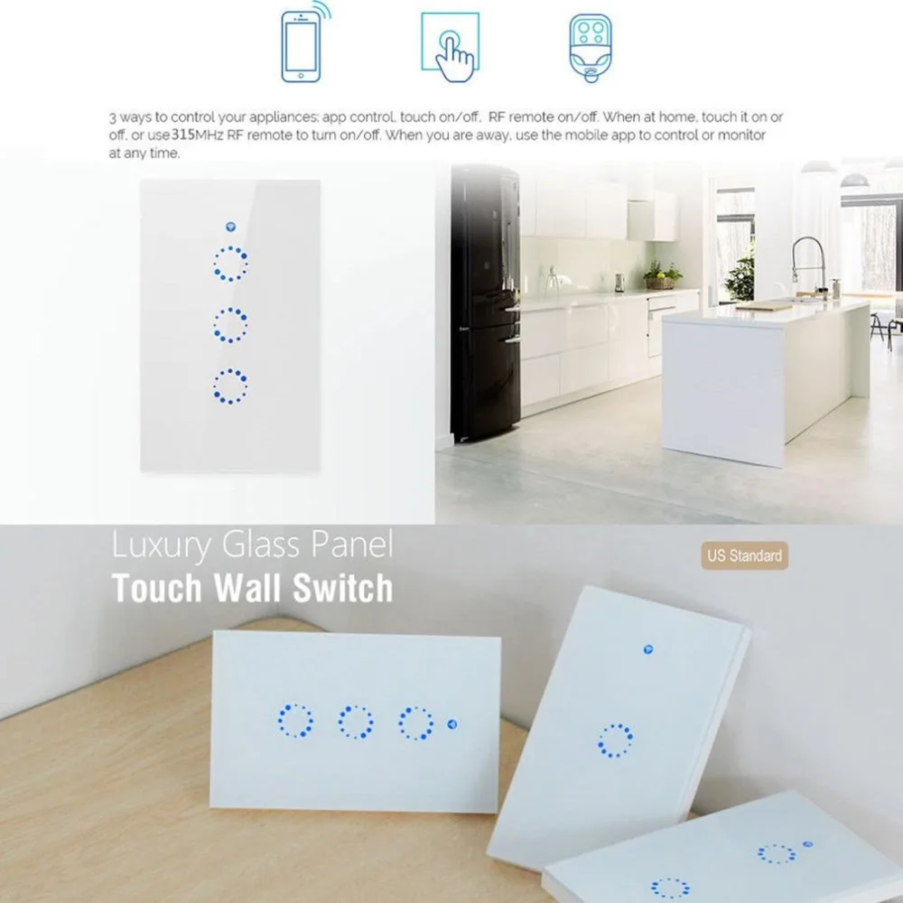 Умный беспроводной сенсорный переключатель панель из закаленного стекла пульт