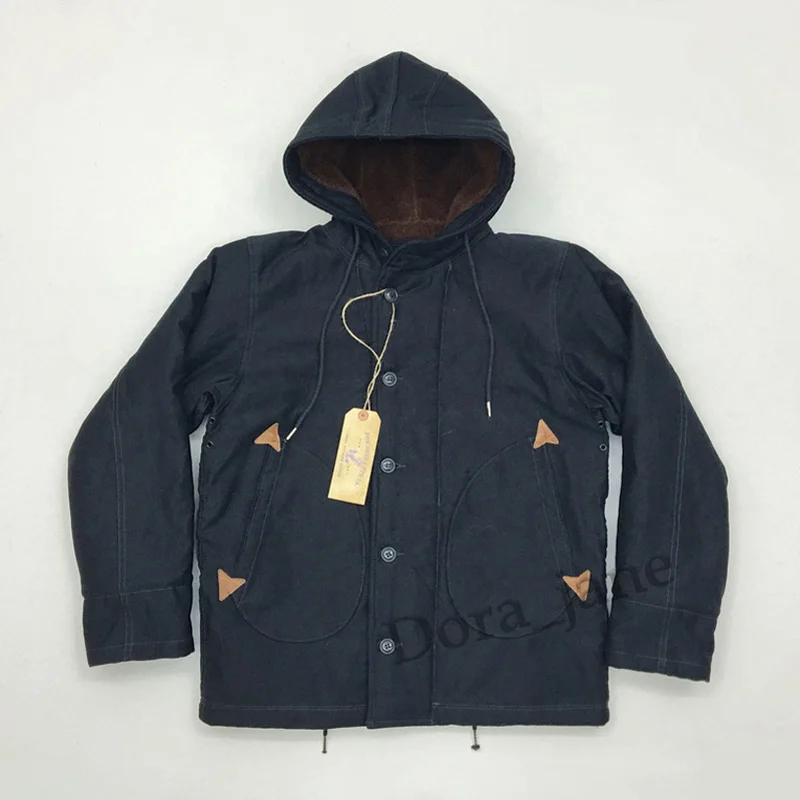 Deep Gray Куртка палубе USN N-1 мужские шерсть темно-флисовое пальто Винтаж Slim Fit зима N1 Observer парка Homme одежда дери Ceket - Цвет: Deep Gray