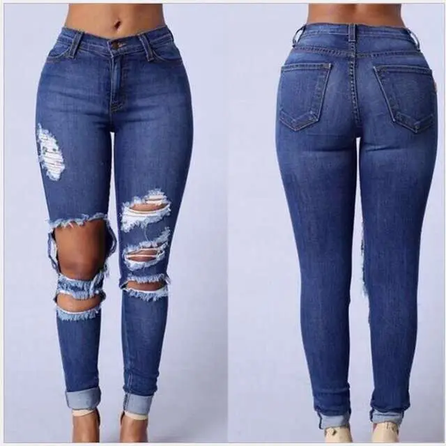 

jeans woman spodnie damskie jeansy women's Slim hip hole feet pants mom jeans trade women denim pants
