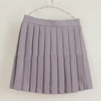 smoke purple color plain jane uniform pleated skirt light pink lovely maiden skirt