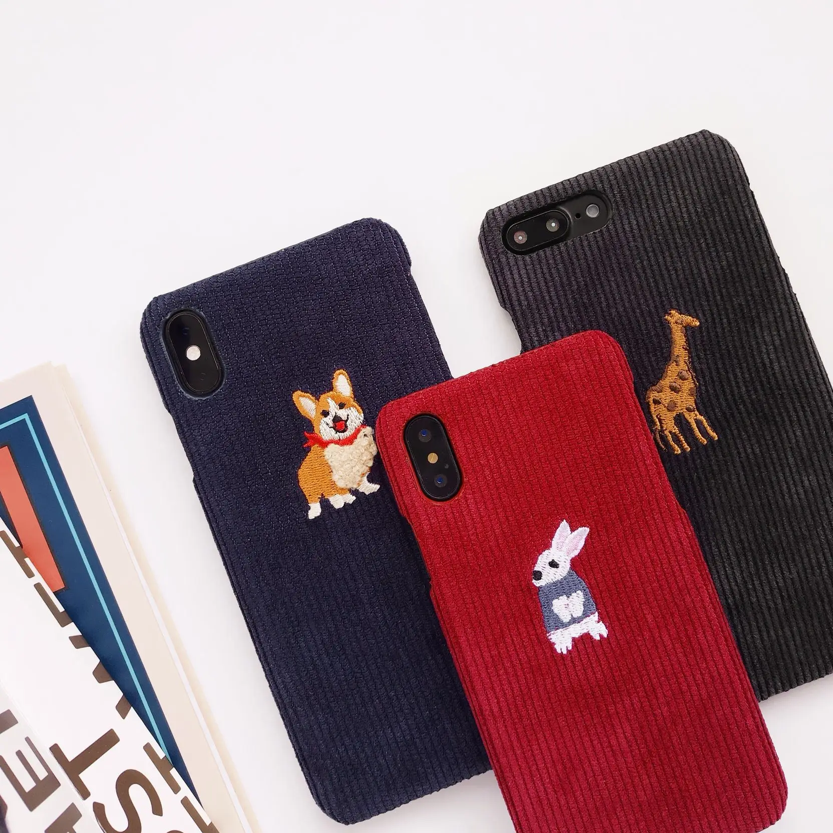 Зимний тканевый чехол для телефона для iPhone 6, 6 S, 7, 8 Plus, X, милый чехол, жираф, кролик, собака, 3D чехол с изображением животного для iPhone X, XR, XS MAX