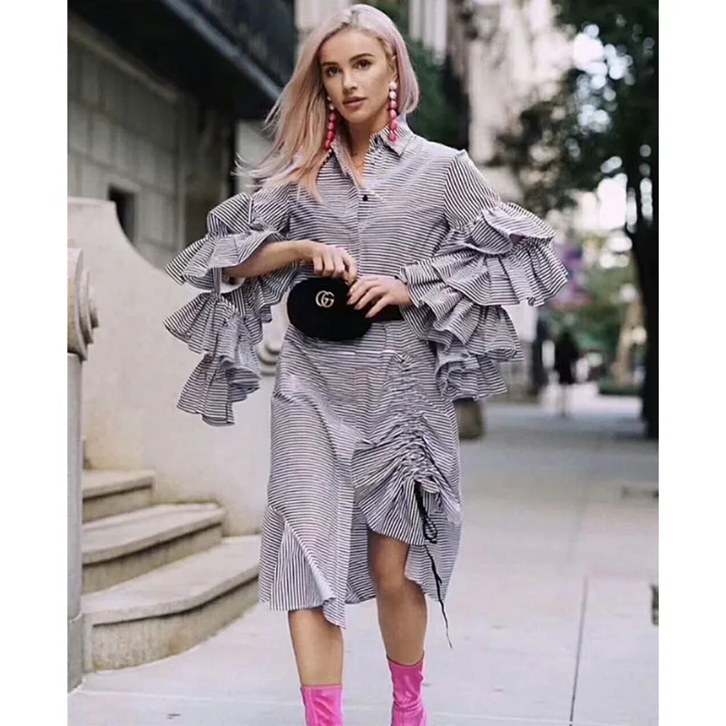 2018 лето взлетно посадочной полосы модельер прилив Повседневное свободное платье