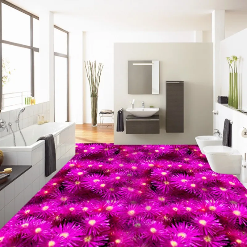 

Free Shipping Romantic Flower 3D Plant Floor wallpaper conference room barber shop self-adhesive waterproof floor mural