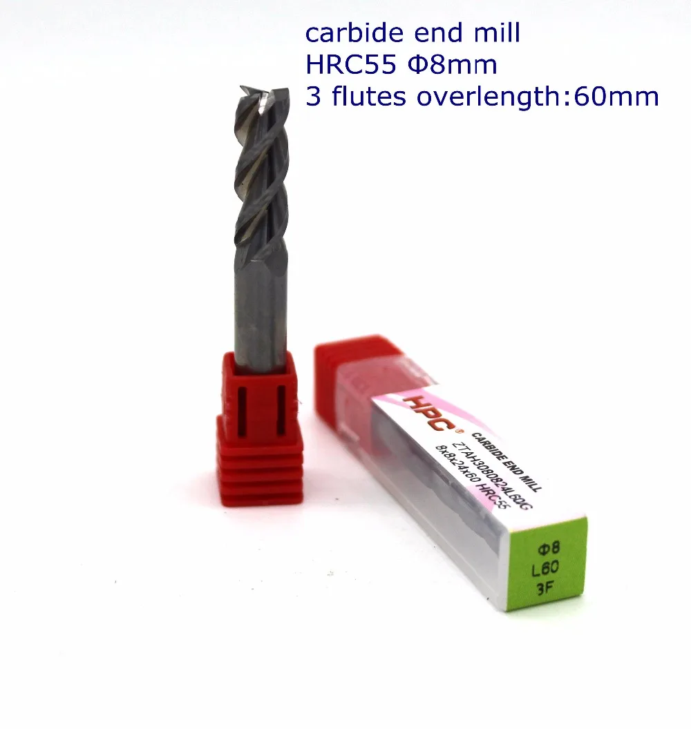 

router bit blade diameter8mm overlength 60mm of 3 flutes end mill carbide end mill tungsten knife CNC machine tool mill cutter