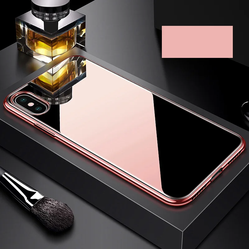 BFOLLOW Luxury Mirror Case for iPhone X 10 Tempered Glass Back + TPU Plating Frame Cover Coque Fundas |