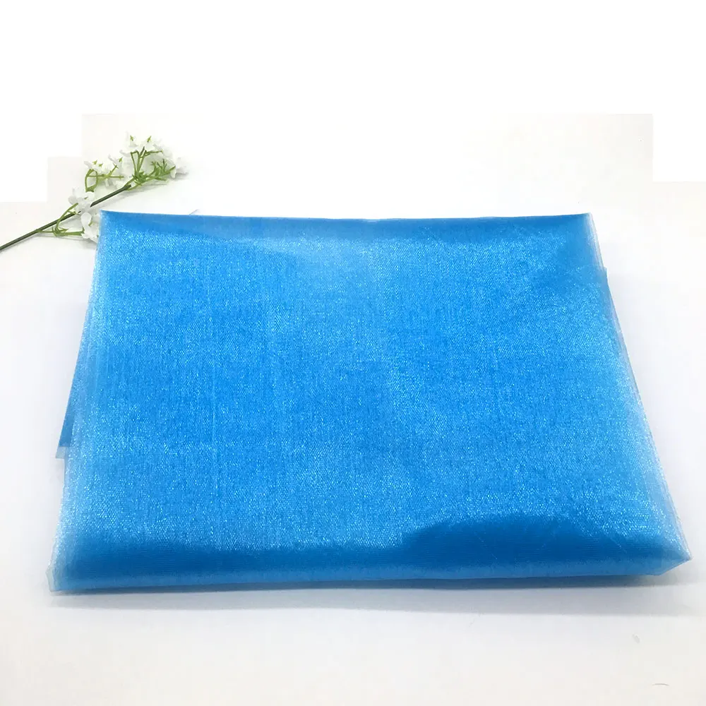 BLUE TULLMALL 48 см x 5 м Пряжа Ткань Кристалл Тюль органза чистая марля элемент ребенок день рождения DIY платье свадебные принадлежности - Цвет: BLUE