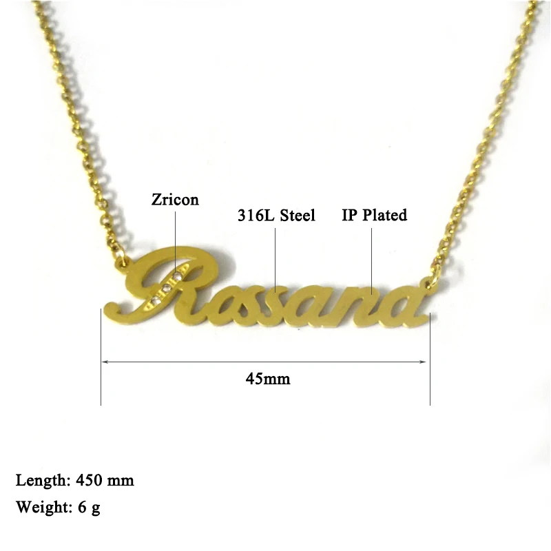 

MadApe Hot Sale "Rossana" Name Necklace Customized Personalized Letter Name Necklace For Women Men Stainless Steel Jewelry