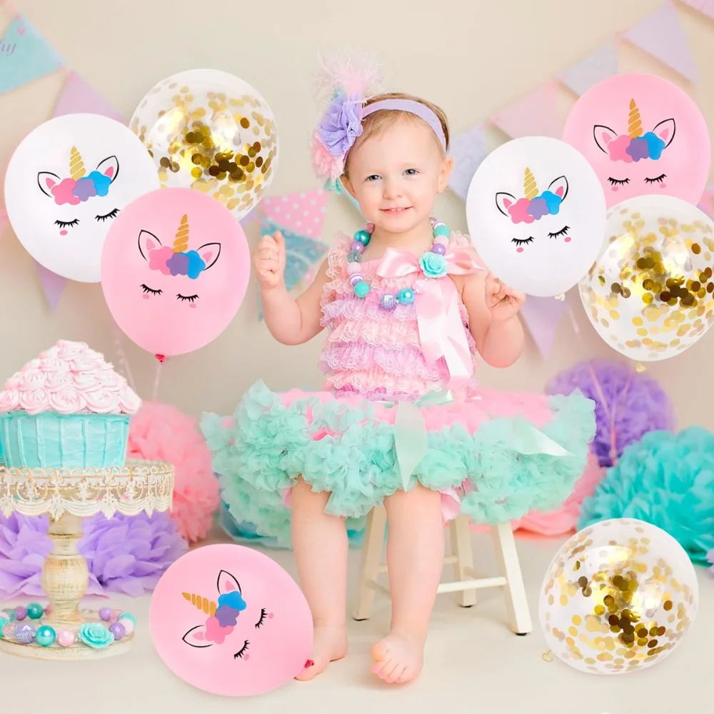 PATIMATE розового золота Единорог вечерние декоры Гелием Латексных Шаров Свадебная