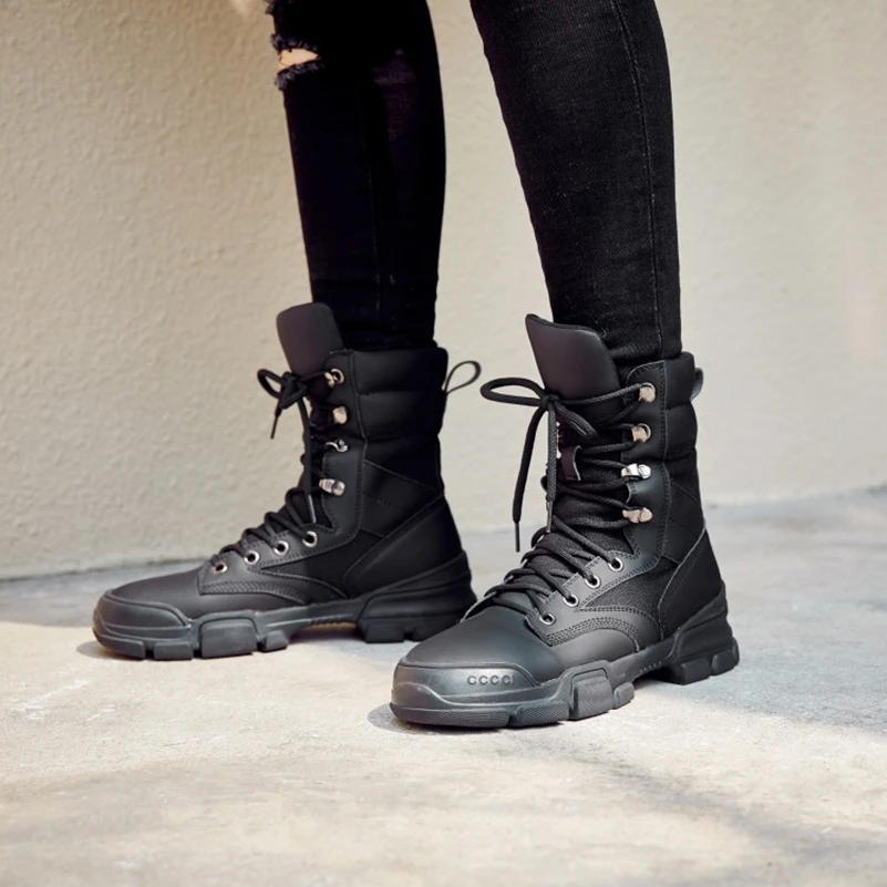 

CONASCO New Fashion Classic Autumn Winter Ankle Boots for Women Ladies Matin Boots Shoes Woman Leather Motorcycle Boots