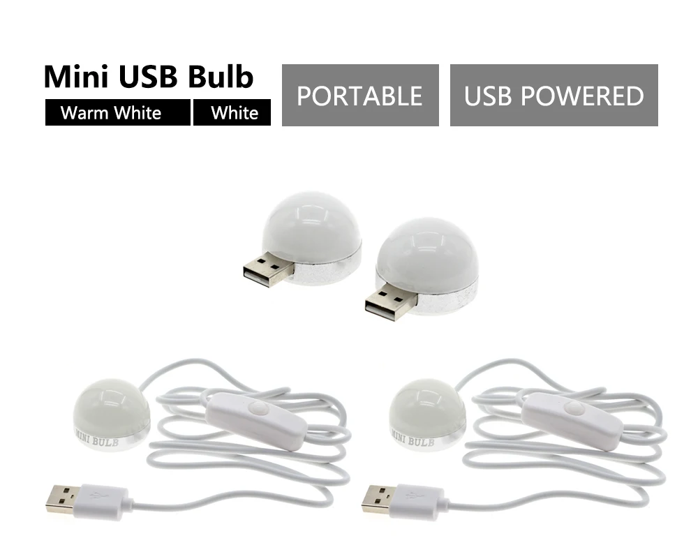 Светодиодный ночник с питанием от USB, 3 Вт, настольная лампа для чтения книг, потолочный светильник, включение/выключение для кемпинга, аварийная лампа