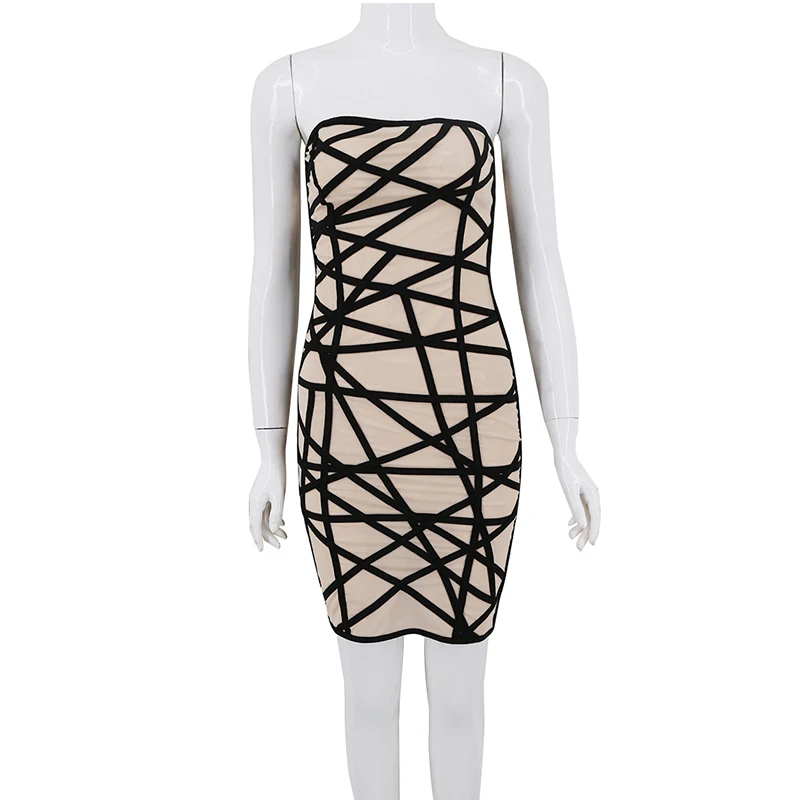 2019 бюстгальтер открытым плечами Чистая Пряжа Бандажное платье мини Клубная