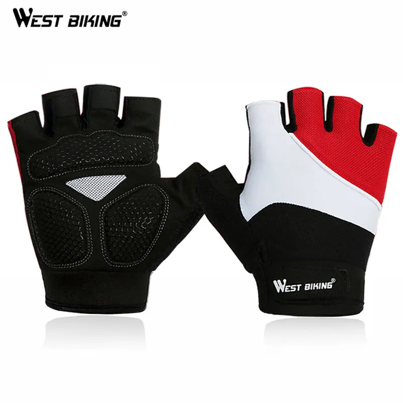 WEST BIKING/спортивные велосипедные перчатки для мужчин и женщин полугелевые летние