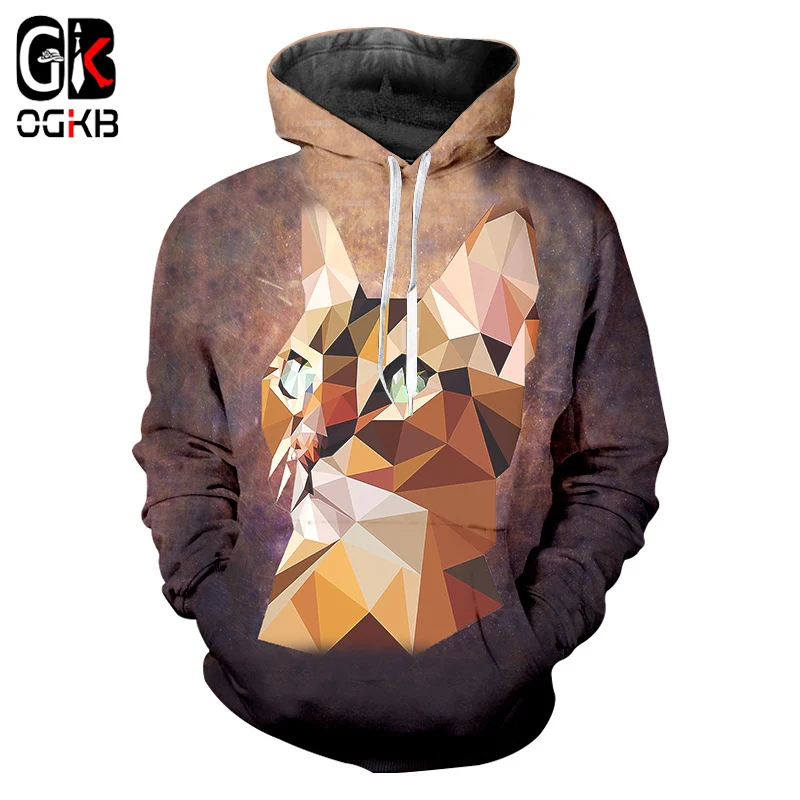 

OGKB Hoodies Boy New Long Animal 3D Pullover Printing Diamond Cat Streetwear Big Size Costume Hombre Winter Hoodies