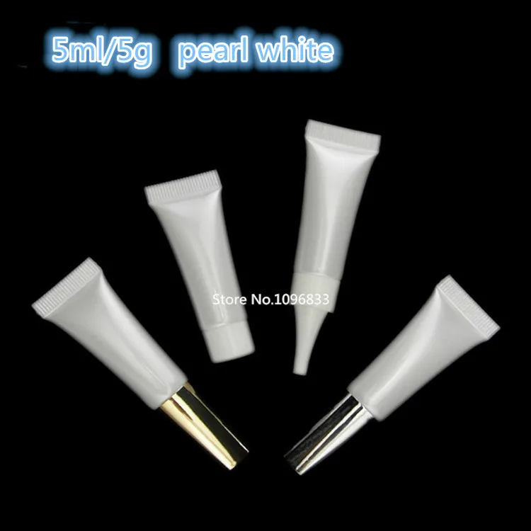 Белая пустая косметическая упаковка 100 шт./лот 5 мл пластиковая мягкая трубка для
