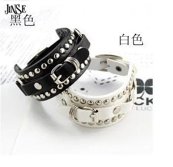 JINSE DF013 Wristband Casual gothic Punk Style rivet buckle belt PU Leather Bracelets Bangles for Women. Charm bangles | Украшения и