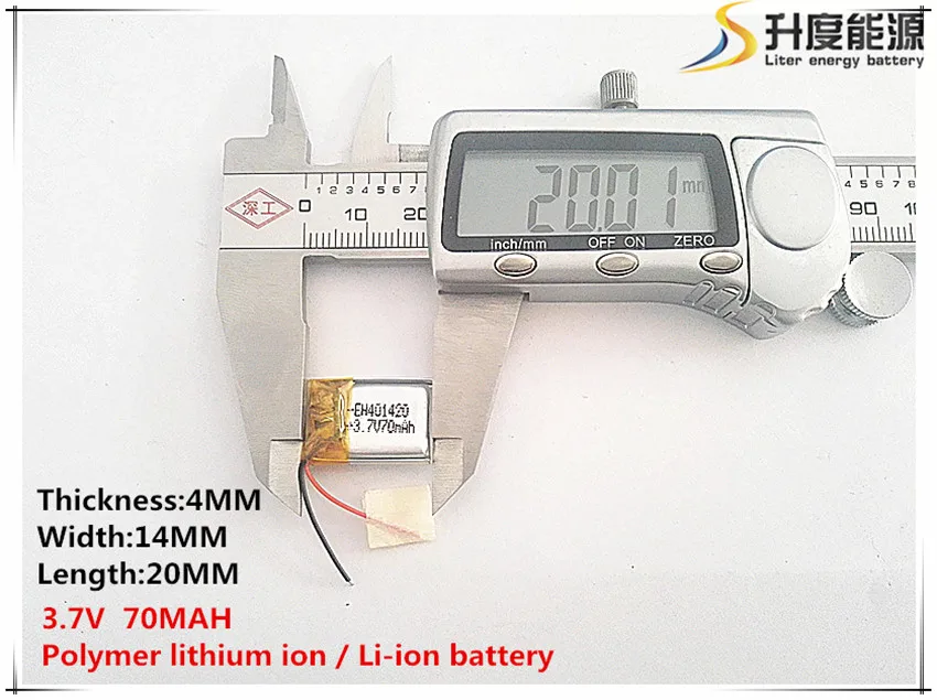 

1pcs [SD] 3.7V,70mAH,[401420] Polymer lithium ion / Li-ion battery for TOY,POWER BANK,GPS,mp3,mp4,cell phone,speaker