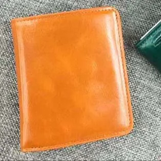 Light Brown Мини кошелек из натуральной кожи женский короткий кошелек для монет с держателем для карт масло воск коровья кожа пластиковые контейнеры для крема оранжевый синий черный тонкий - Цвет: Light Brown