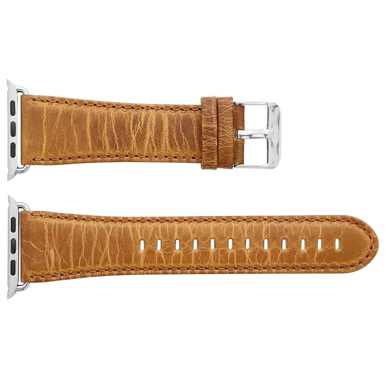 Crazy Light Brown FOHUAS ремешок для Apple Watch из натуральной кожи 42 мм 38 мм браслет с ретро текстурой Crazy Horse для iWatch все версии коричневый - Цвет ремешка: Crazy Light Brown