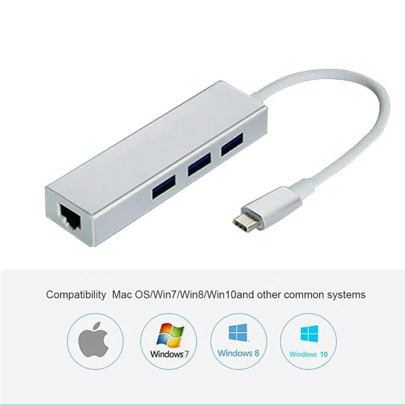 Адаптер Basix USB C Ethernet для MacBook Pro samsung Galaxy S9/S8/Note 9 сетевая карта type RJ45 Lan|Сетевые карты|