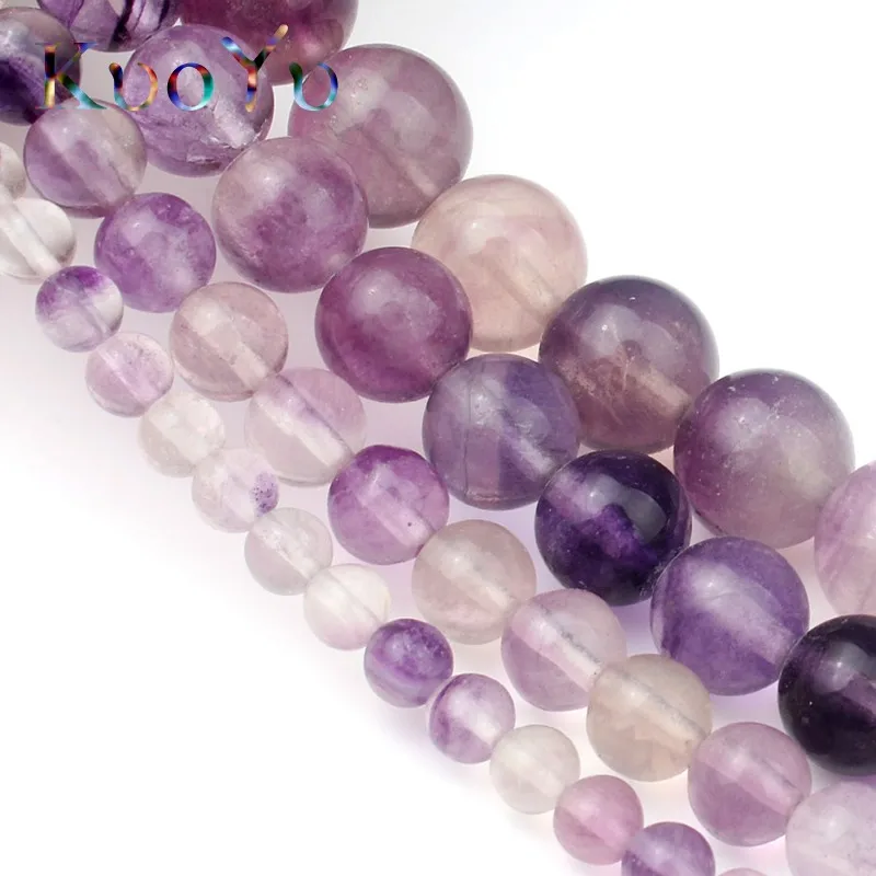 Бусины Из Натурального кварца флюорита фиолетовые круглые бусины с отверстием