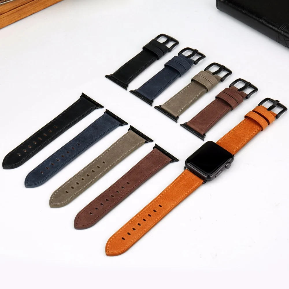 

MAIKES Quality Leather Watch Strap Replacement For Apple Watch Band 44mm 40mm 42mm 38mm Series 4 3 2 1 iWatch Watchband