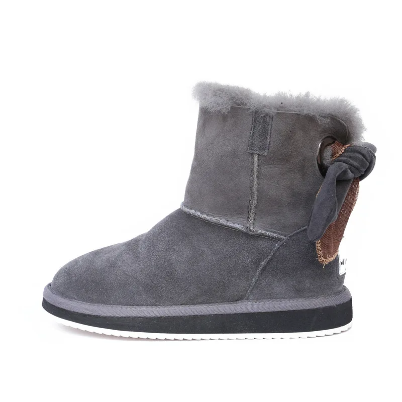 Лидер продаж женские зимние сапоги из коровьей замши и шерсти на плоской подошве